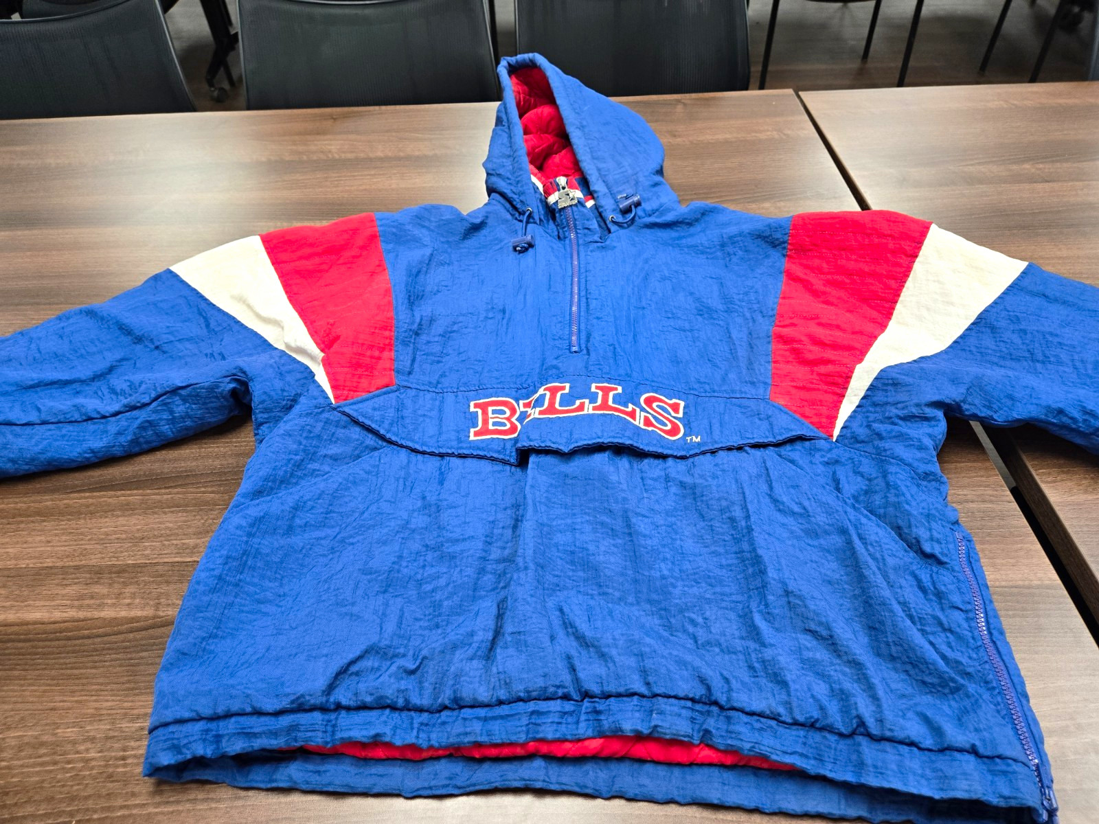 Vintage 1990\'s Starter Buffalo Bills NFL Hooded Pullover Jacket Vintage 1990\'s Starter Buffalo Bills NFL Hooded Pullover Jacket