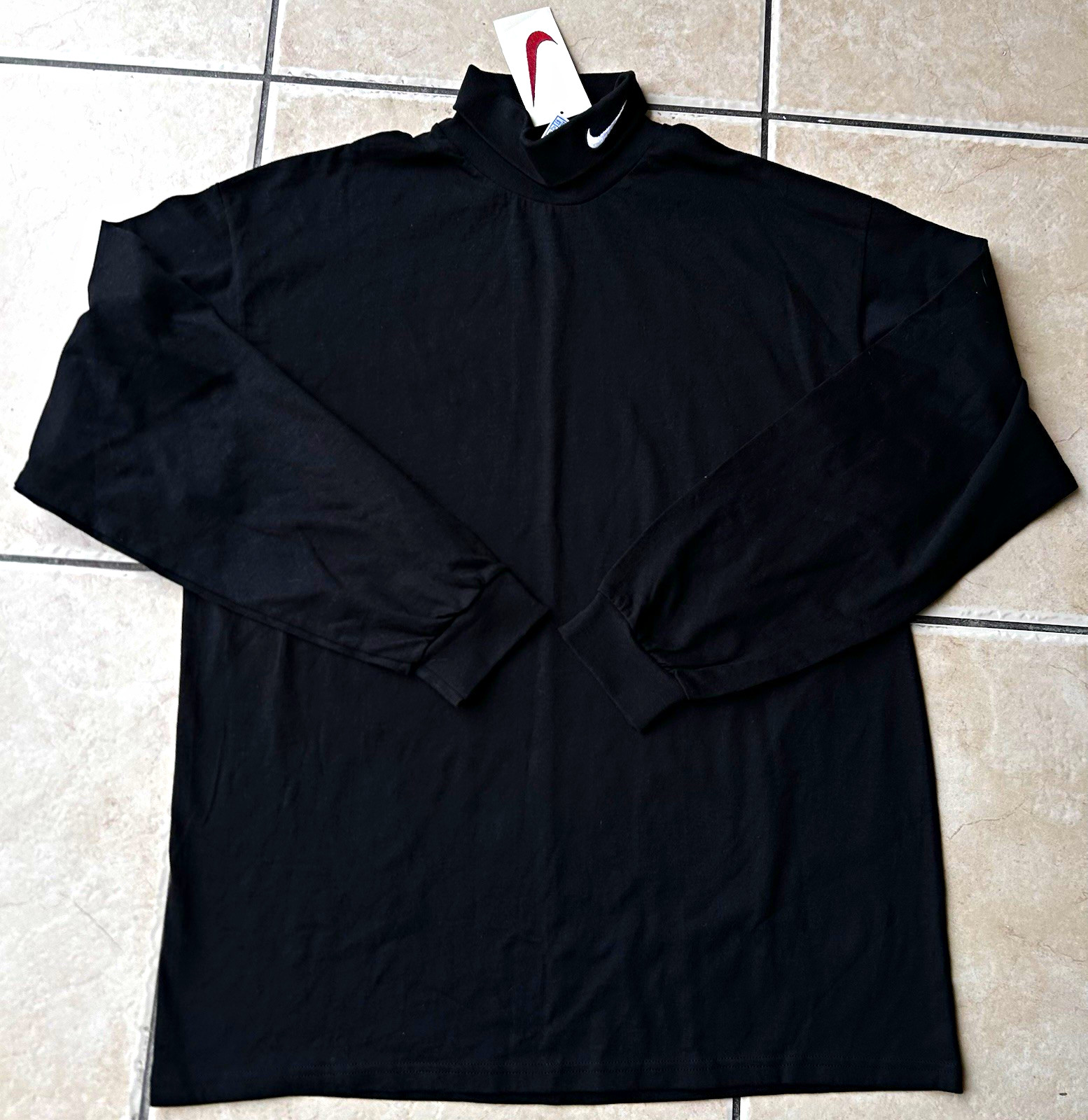 Vtg 90s Nike Center Swoosh Mock Neck Shirt Black Mens XL NWT DEADSTOCK USA Made Vtg 90s Nike Center Swoosh Mock Neck Shirt Black Mens XL NWT DEADSTOCK USA Made