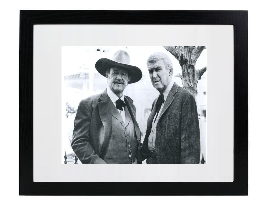 JOHN WAYNE & JAMES STEWART Movie The Shootist Matted & Framed Picture Photo