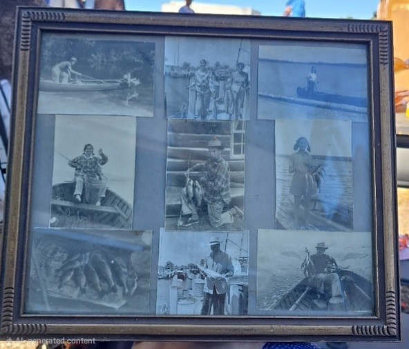 Vintage Fishing themed Photo Collage Wooden Framed 50's Vintage Fishing themed Photo Collage Wooden Framed 50's