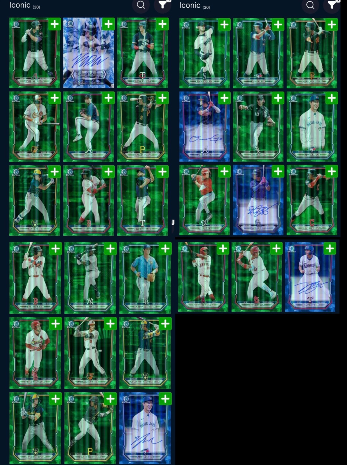 [DlGITAL CARD] TOPPS BUNT BOWMAN SAPPHIRE 26 ICONIC LOT OF 30 KEVIN McGONIGLE ++