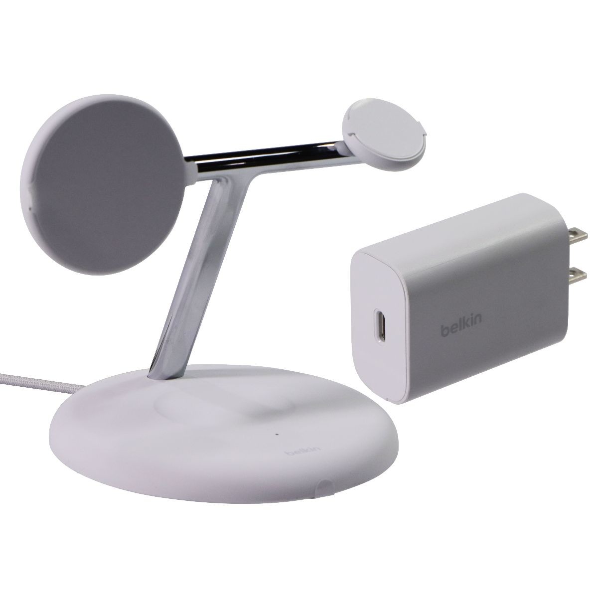 Belkin BoostCharge Pro 3-in-1 Magnetic Charging Stand (Qi2 and MagSafe) - White Belkin BoostCharge Pro 3-in-1 Magnetic Charging Stand (Qi2 and MagSafe) - White