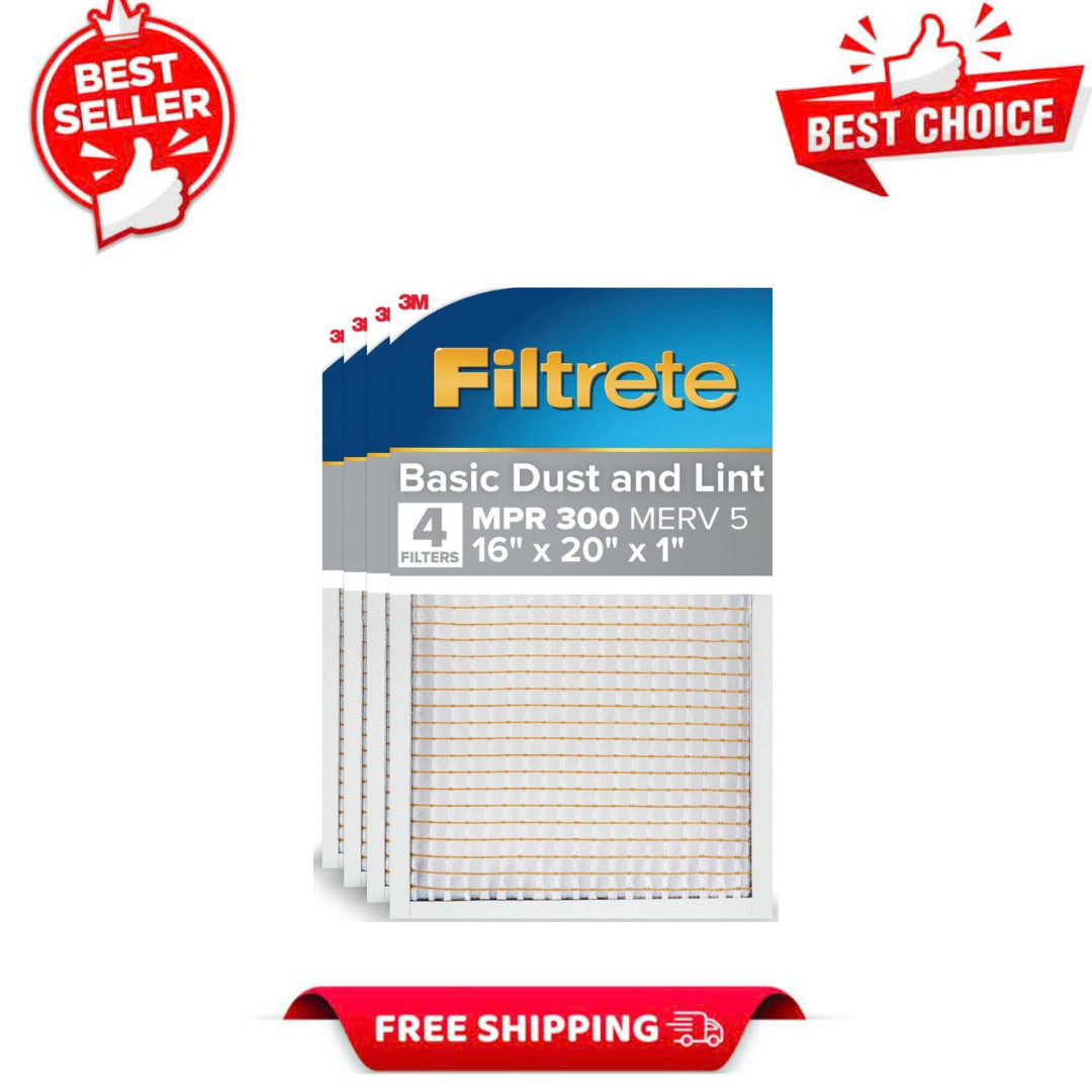 4PK Filtrete 16x20x1 HVAC Furnace Air Filter, MPR 300, MERV 5, Basic Dust, Lint 4PK Filtrete 16x20x1 HVAC Furnace Air Filter, MPR 300, MERV 5, Basic Dust, Lint
