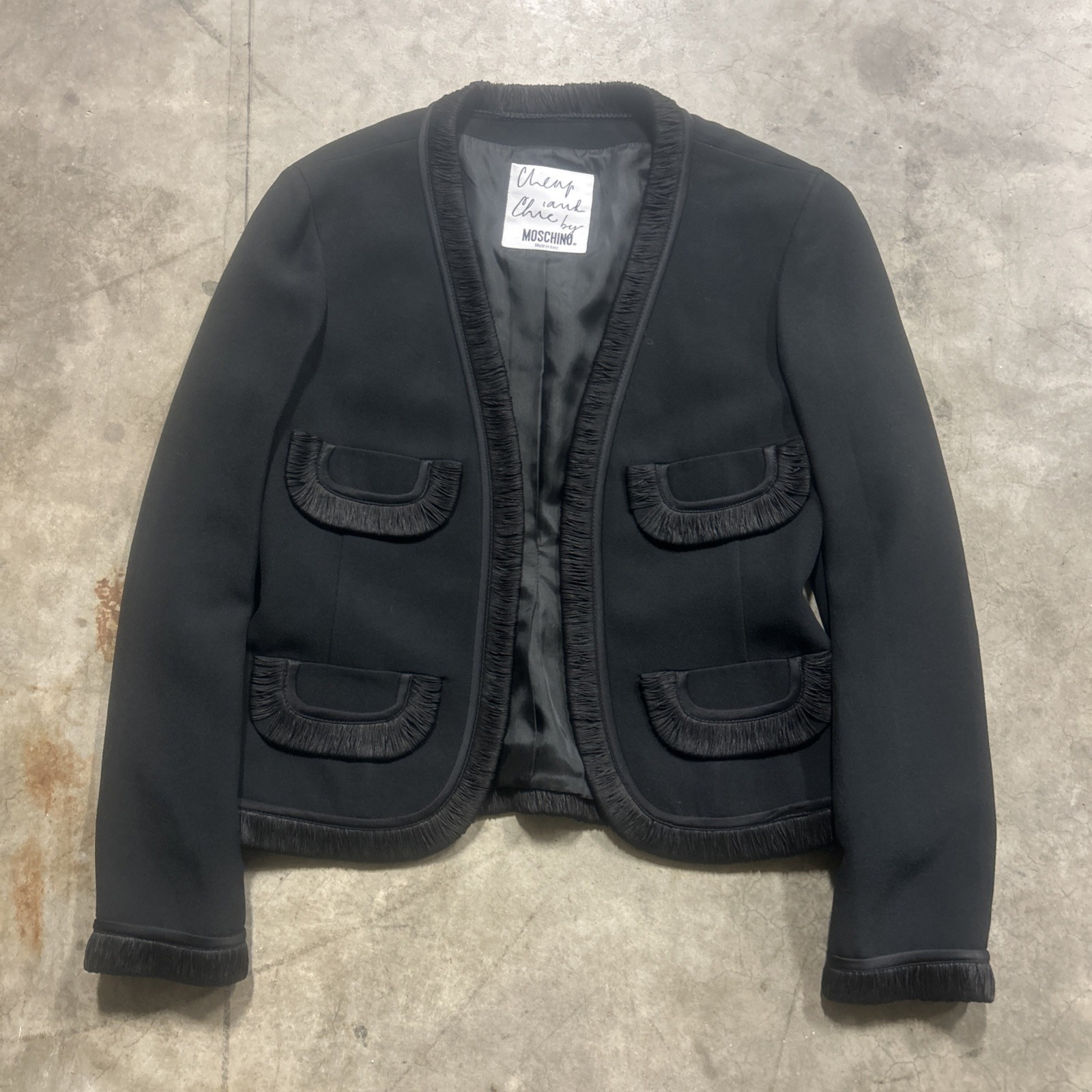 VTG Moschino Cheap and Chic Black frilled blazer VTG Moschino Cheap and Chic Black frilled blazer