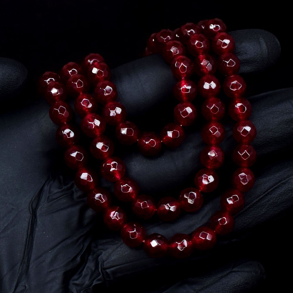 3 Strand Red Garnet Amazing Cut 436.00 Cts Beaded Stunning Necklace  VK 42 E639
