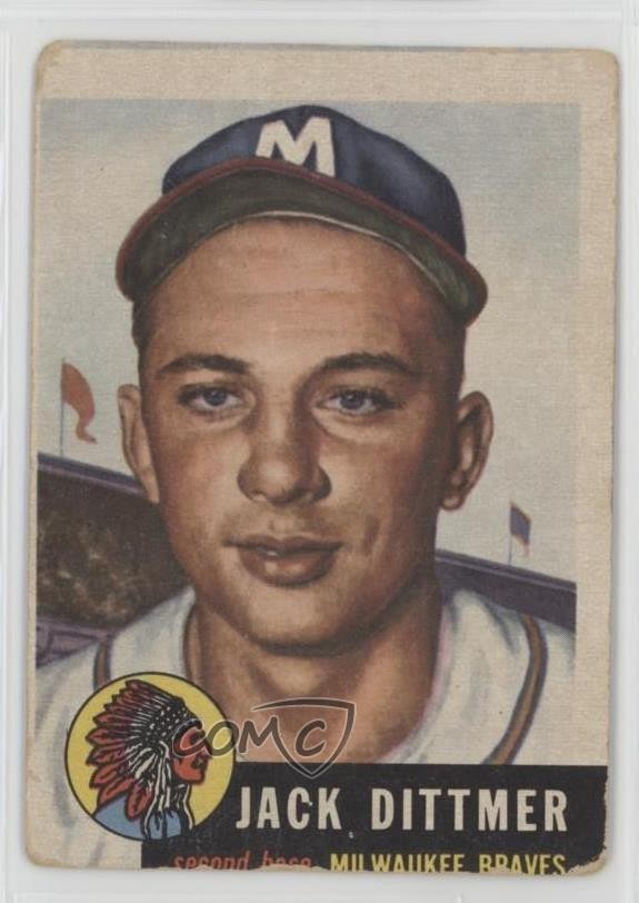 1953 Topps Jack Dittmer #212 Rookie RC fm0
