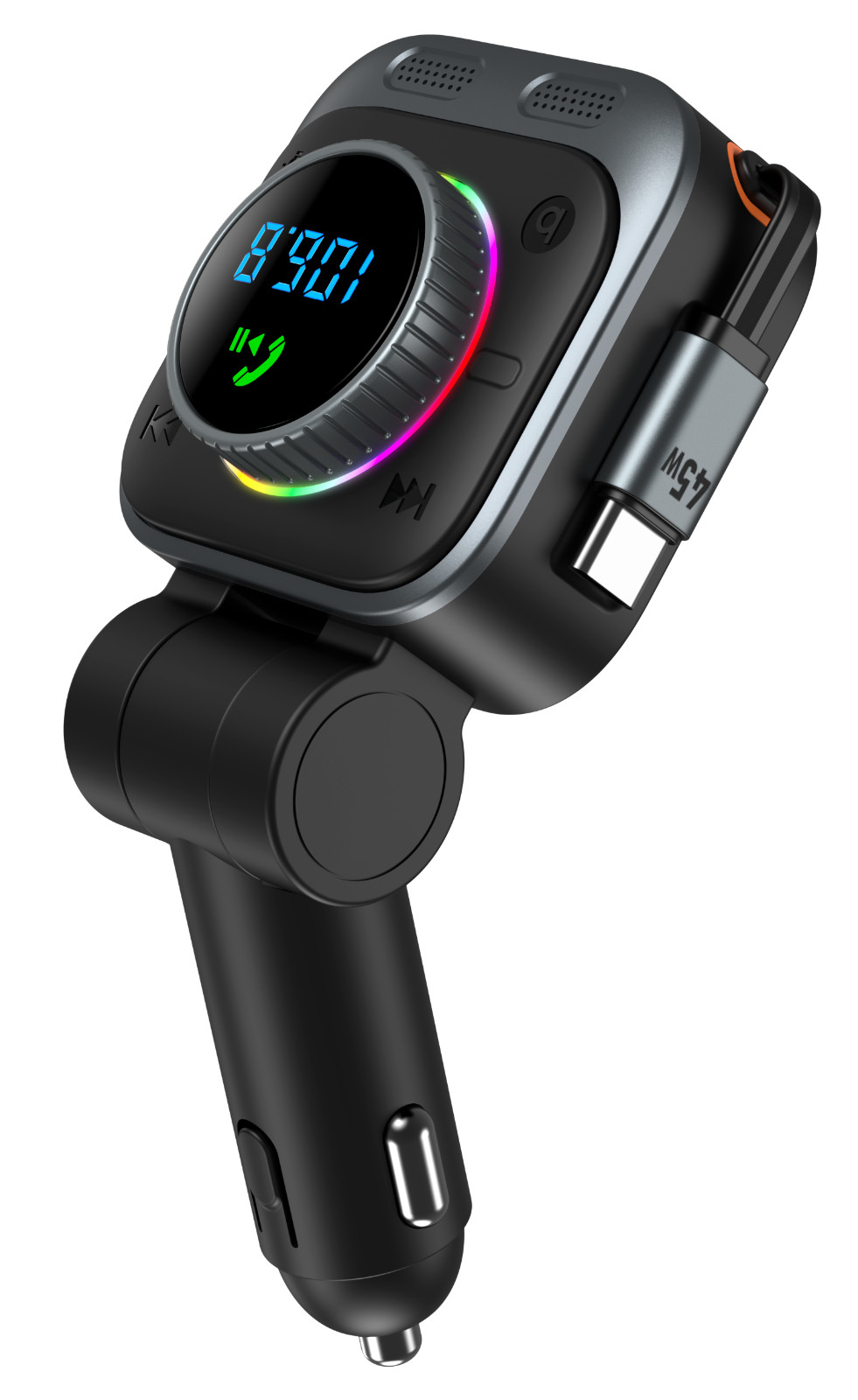 72W Retractable Bluetooth FM Transmitter & Car Charger USB-C + USB-A Hands-Free 72W Retractable Bluetooth FM Transmitter & Car Charger USB-C + USB-A Hands-Free