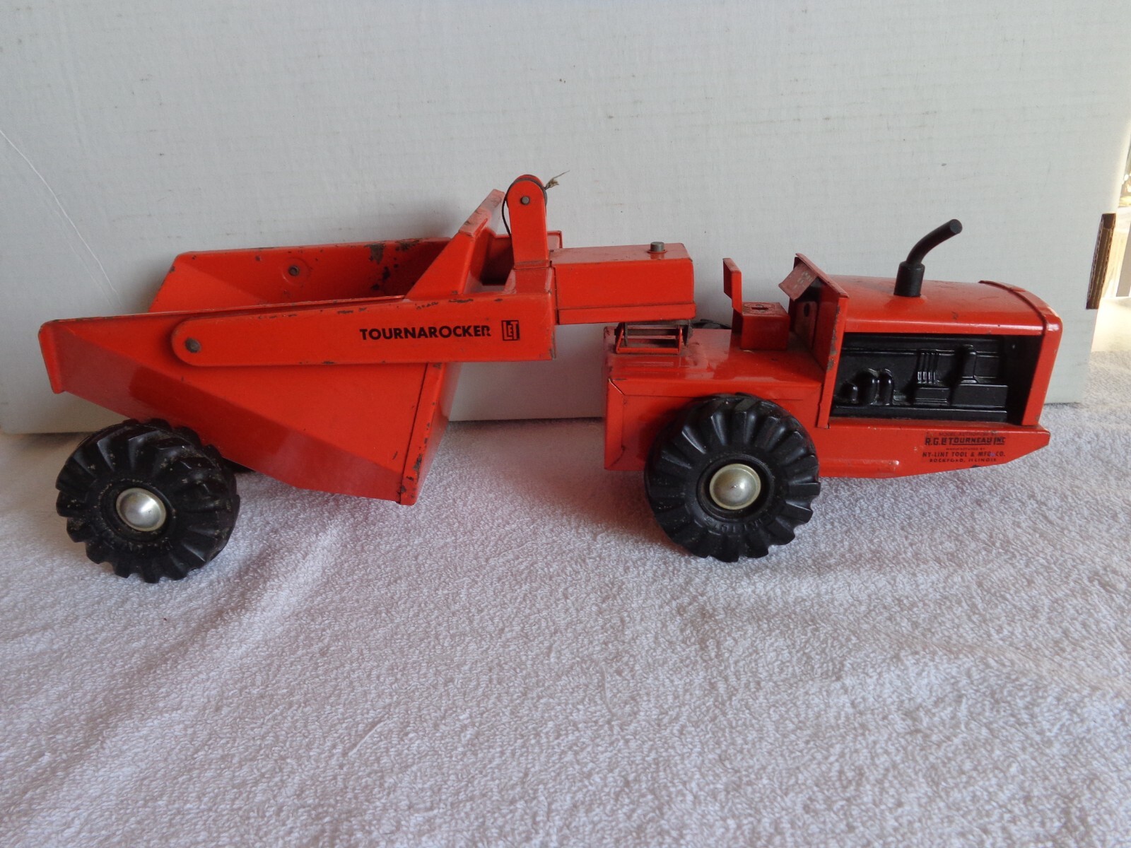*Vintage Early 50's Nylint Tournarocker Pressed Steel Dump Earth Mover 17 Inches *Vintage Early 50's Nylint Tournarocker Pressed Steel Dump Earth Mover 17 Inches