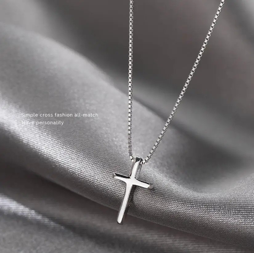 Small Plain Cross Pendant Necklace in SOLID 925 Sterling Silver Chain Small Plain Cross Pendant Necklace in SOLID 925 Sterling Silver Chain