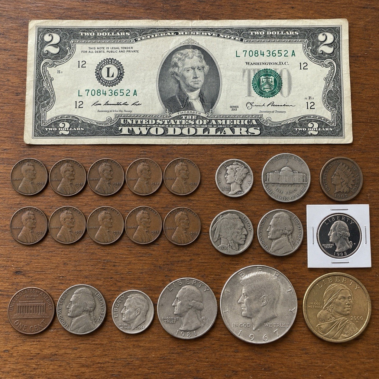 25pc Old US Coin Estate Lot 2 Silver Coins Indian Head Buffalo Wheat Cents