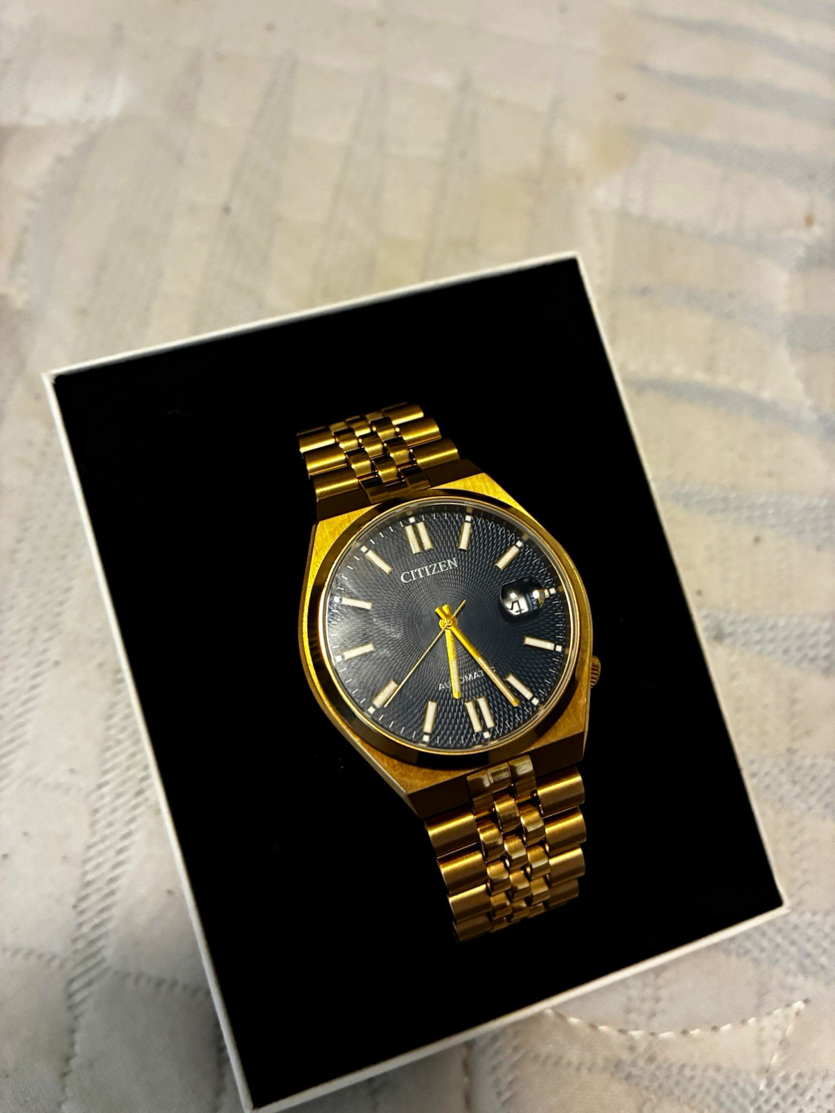 Citizen Tsuyosa Automatic Blue Dial Gold Stainless Bracelet 40mm Date 50m Citizen Tsuyosa Automatic Blue Dial Gold Stainless Bracelet 40mm Date 50m