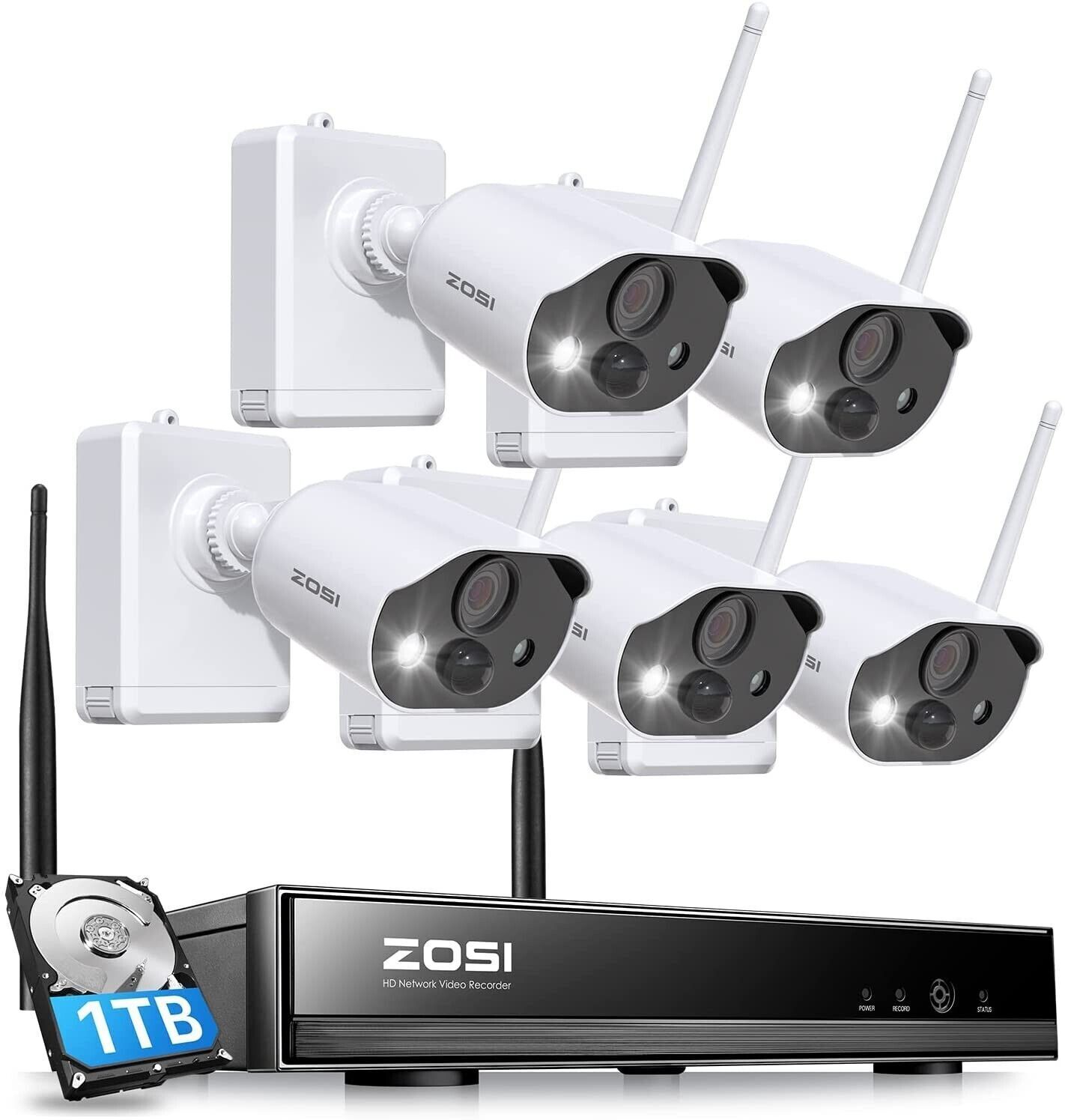 ZOSI 8CH Wireless Solar Battery Powered Security Camera system WiFi 3MP Audio IP