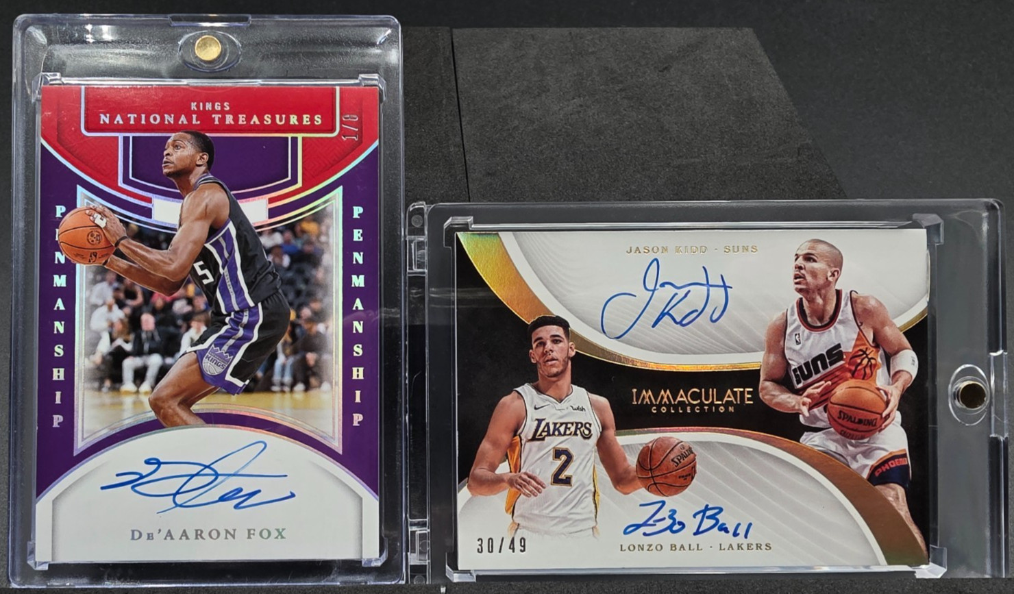 🔥PANINI 2 CARD LOT🔥JASON KIDD LONZO BALL DUAL AUTO /49 & DE\'AARON FOX AUTO /8