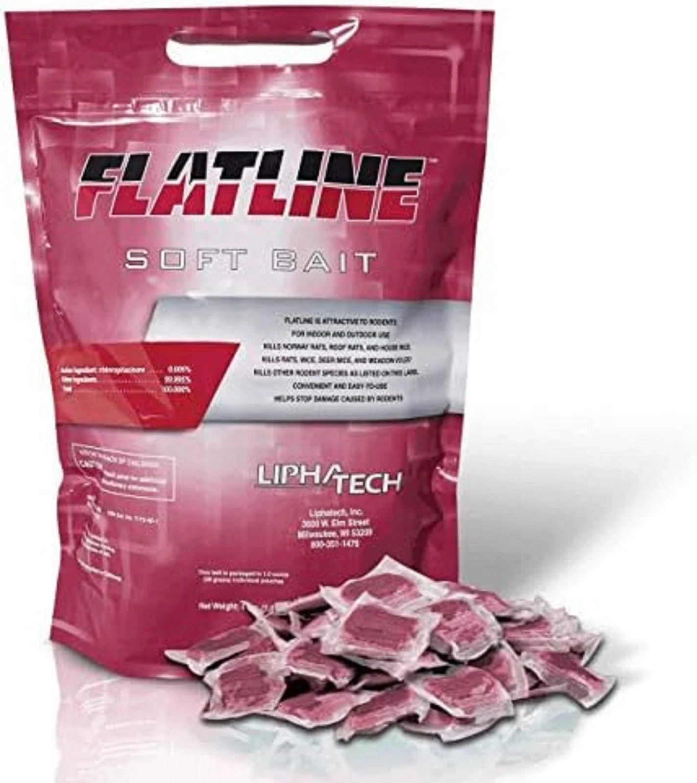 LIPHA TECH Flatline Soft Bait Rodenticide Chlorophacinone 50 ppm LIPHA TECH Flatline Soft Bait Rodenticide Chlorophacinone 50 ppm