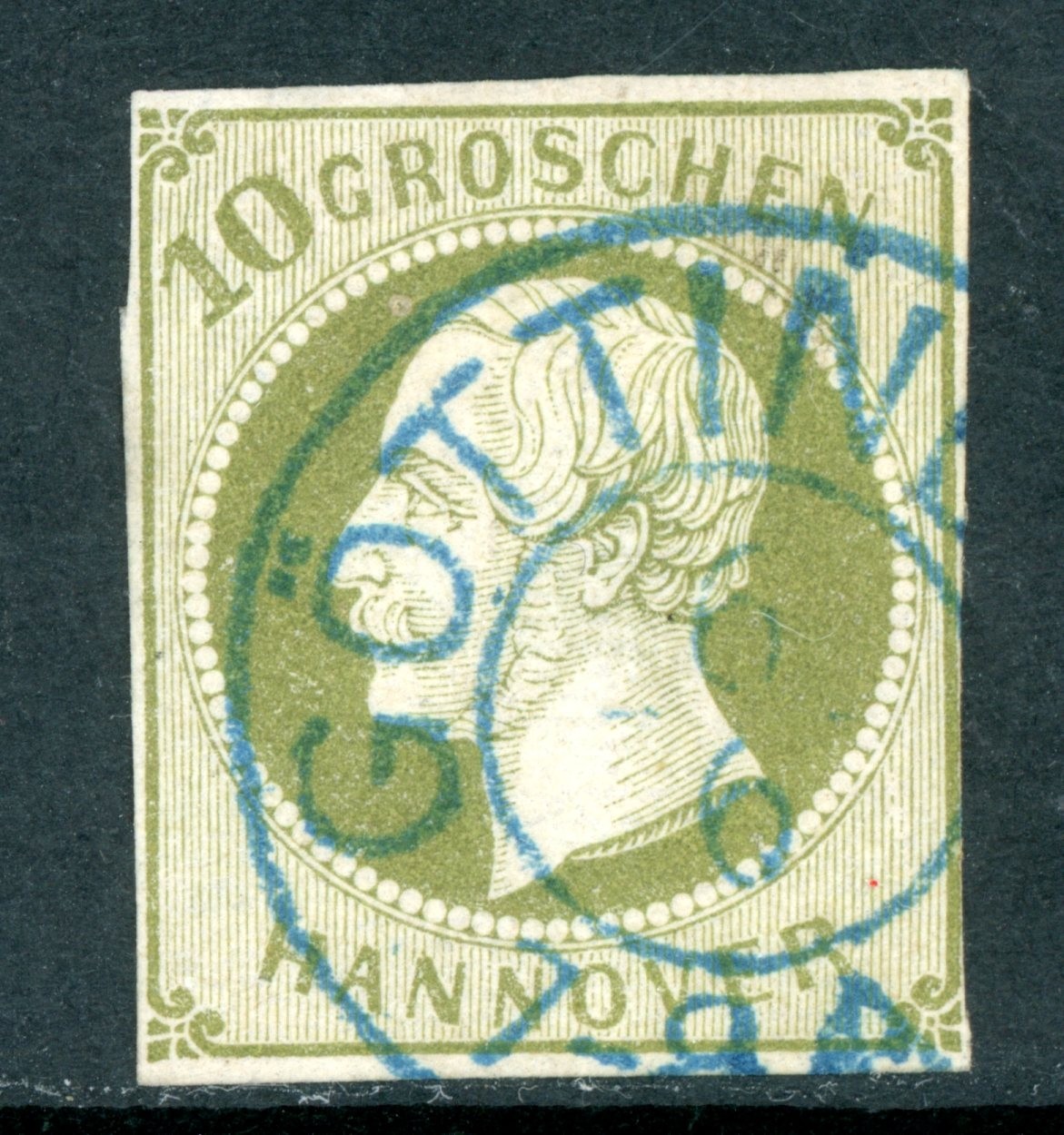 Germany States 1861 Hannover 10 Groschen Green Scott #24 VFU R748 Germany States 1861 Hannover 10 Groschen Green Scott #24 VFU R748