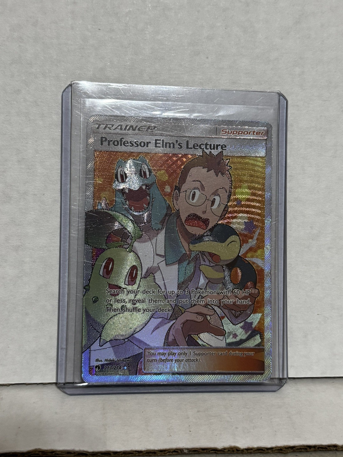 2018 Pokemon Lost Thunder FULL ART ULTRA RARE HOLO #213 Professor Elm's Lecture 2018 Pokemon Lost Thunder FULL ART ULTRA RARE HOLO #213 Professor Elm's Lecture