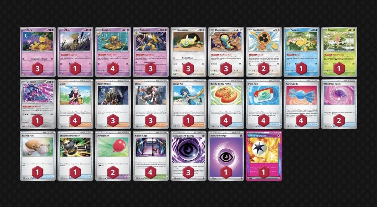 Mega Evolution Alakazam Dudunsparce Pokemon TCG Tournament Ready 60 Card Deck
