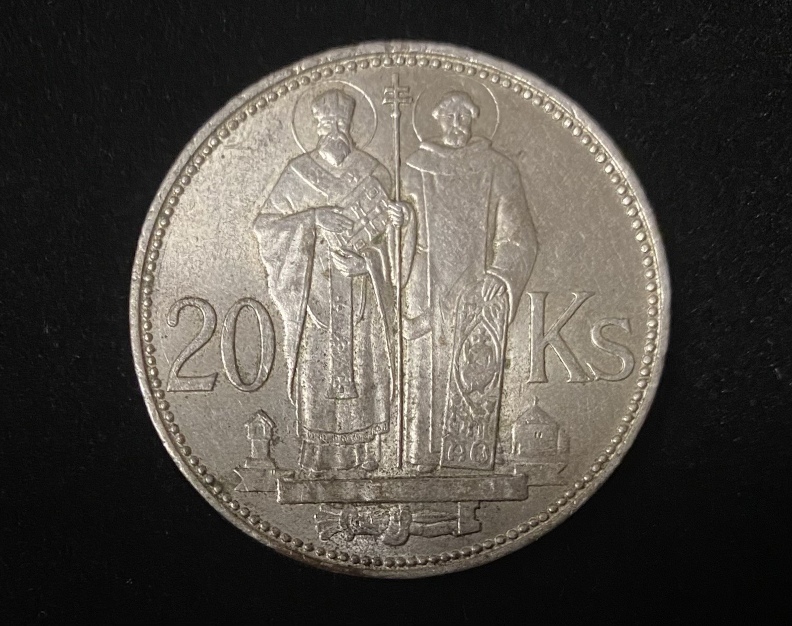 1941 WWII German Occupied Slovakia Uncirculated 20 Korun Silver Coin