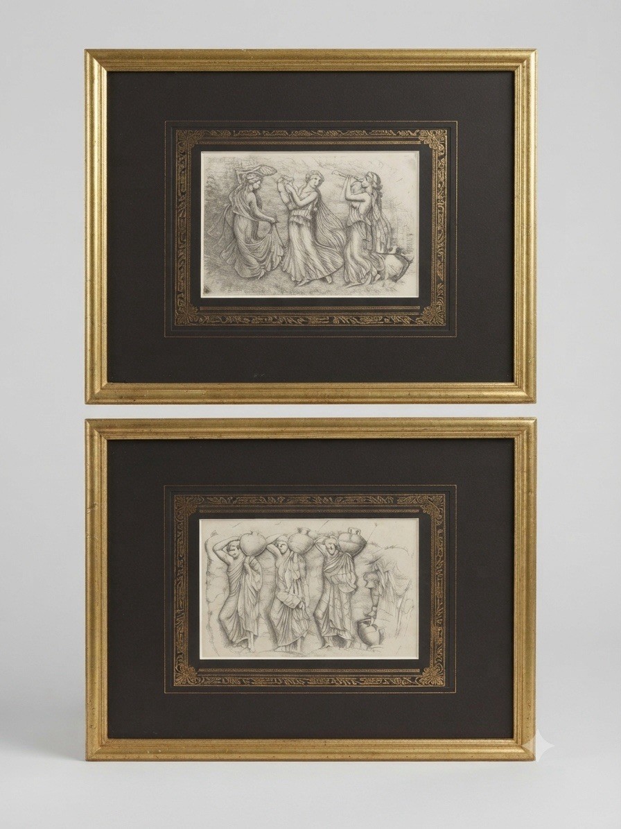 François Perrier Classical Greek Relief Art Prints Framed Gold Set of 2 Vintage François Perrier Classical Greek Relief Art Prints Framed Gold Set of 2 Vintage