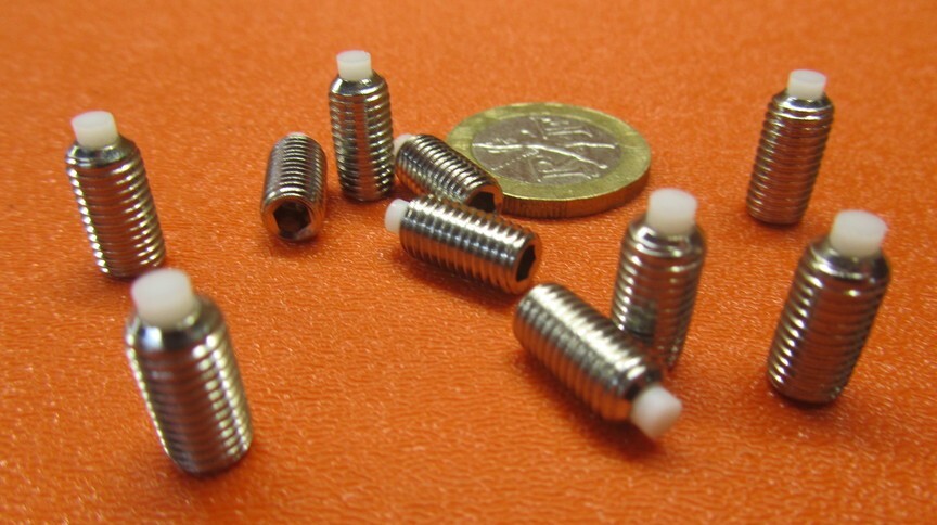 Kmac 18-8 Stainless Steel Set Screws, Nylon Tip, 1/4-28 x 1/2 Kmac 18-8 Stainless Steel Set Screws, Nylon Tip, 1/4-28 x 1/2