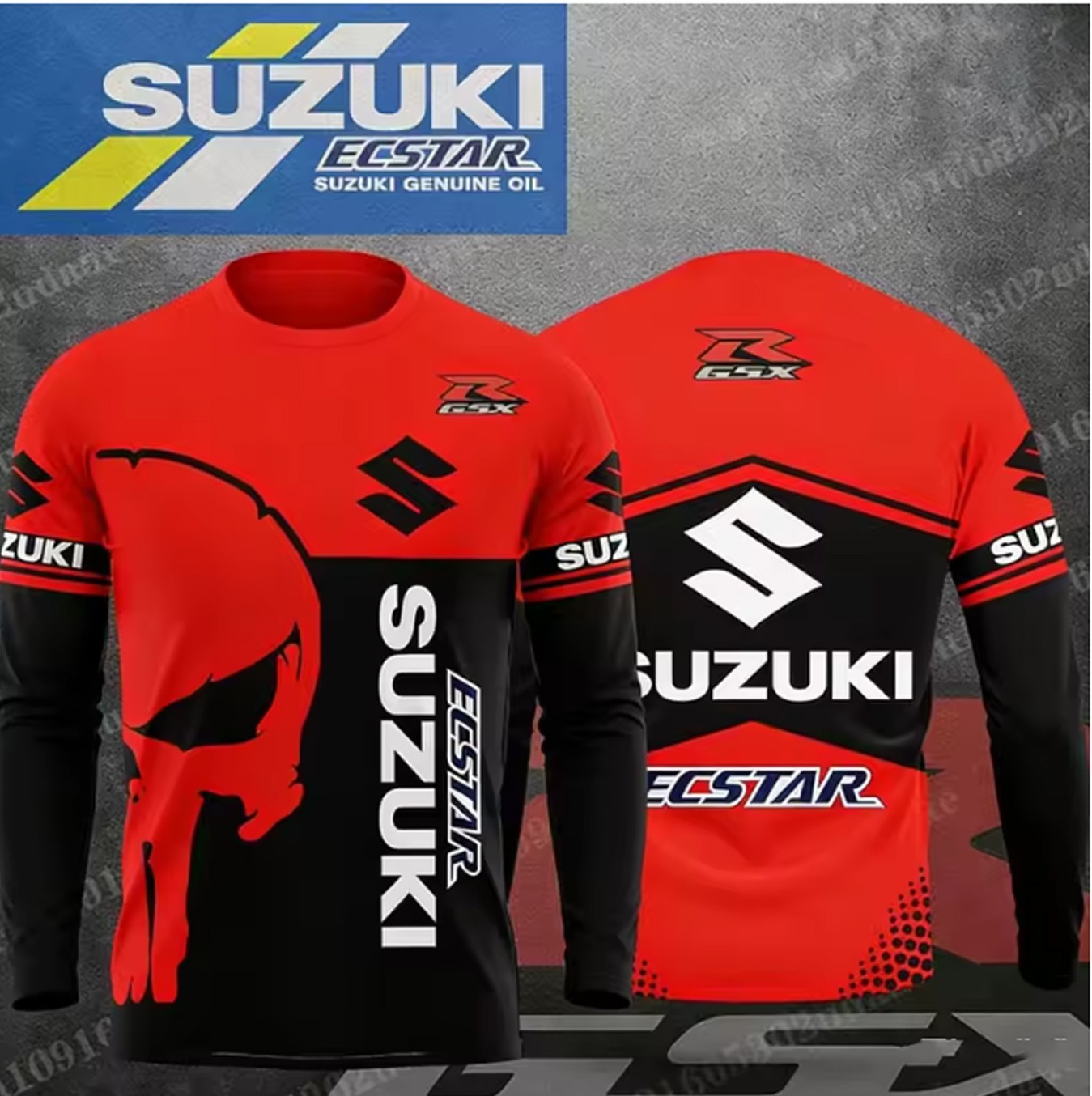 Custom Nam Suzuki Racing Team Red 3D Men\'s Long Sleeve Shirt S-5XL