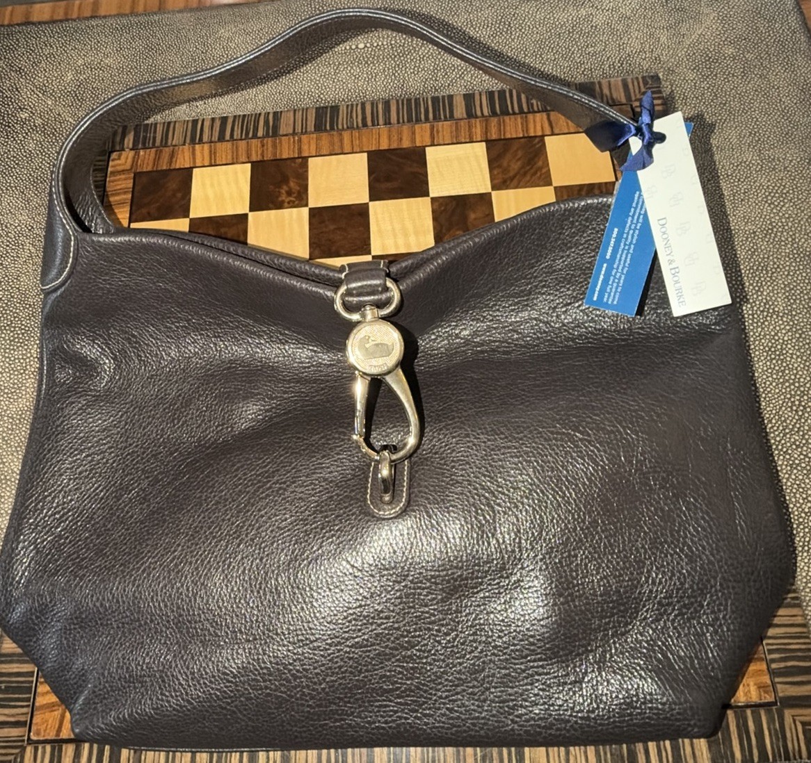 NWT Dooney & Bourke Pebble Grain Logo Lock Shoulder Bag- Brown T’Moro (2L740 BM)