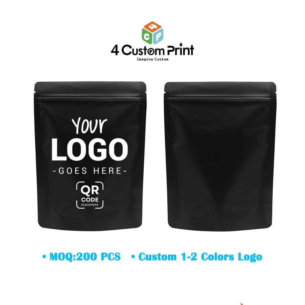 4CustomPrint Foil Mylar Bags Smell Proof Stand Up Food Storage Custom Print Bags
