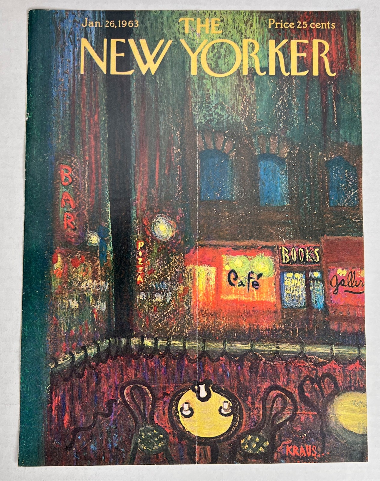 The New Yorker Magazine Cover Jan 26 1963 Robert Kraus City Cafe Art