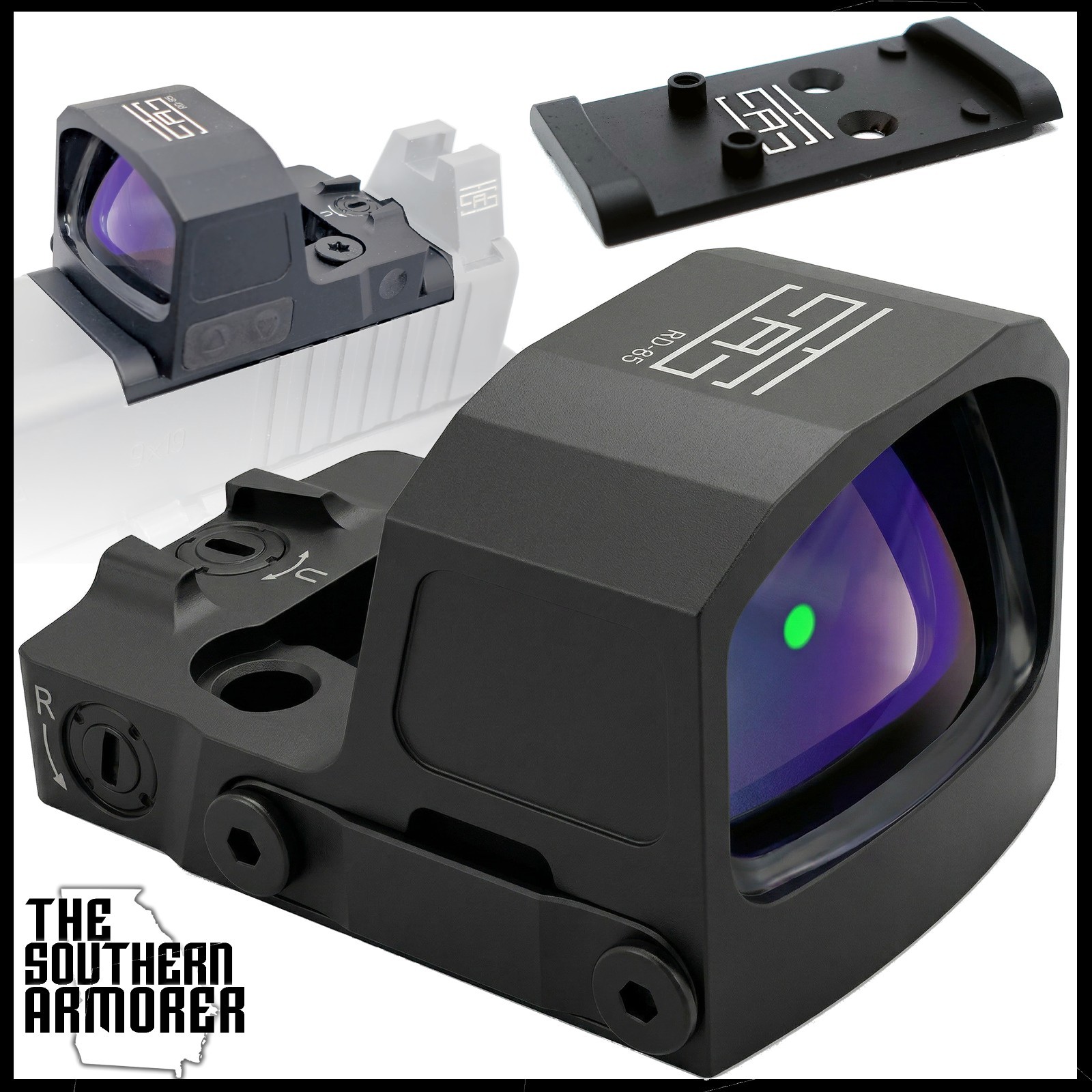 3 MOA Green Dot Sight RMSc 407K 507K Micro Optic Shake Awake GLOCK® plate incl.