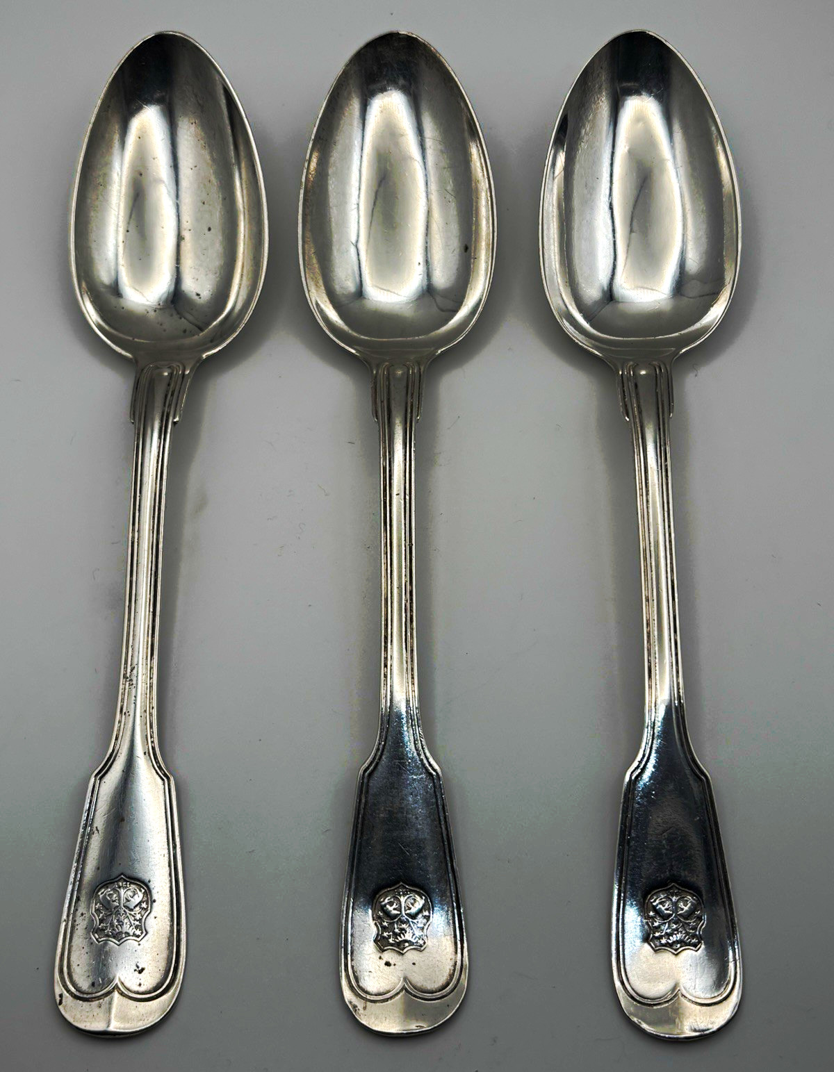 3 Otto Kienscherf German 800 Silver Tablespoons Monogrammed 180g Total 3 Otto Kienscherf German 800 Silver Tablespoons Monogrammed 180g Total