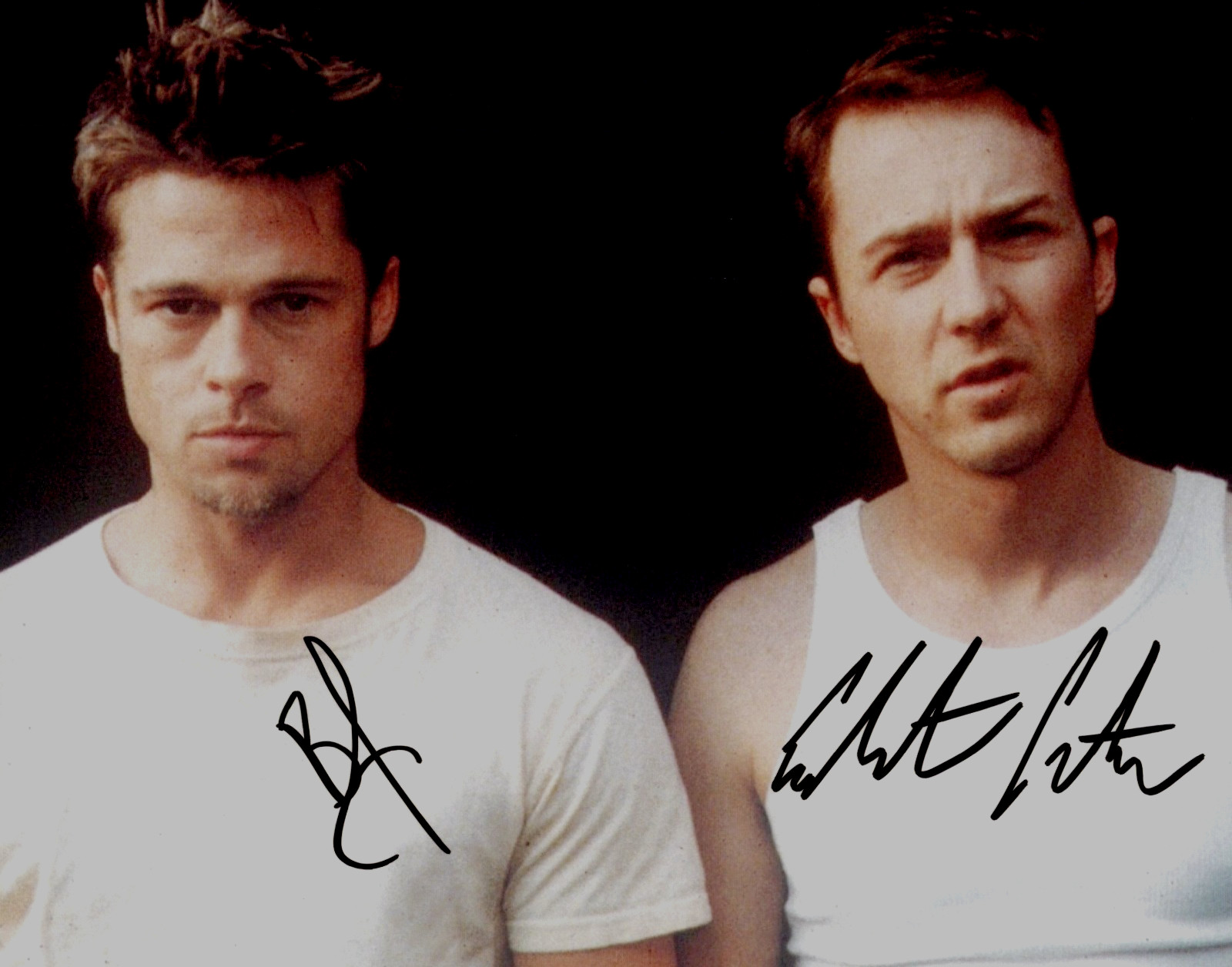 BRAD PITT + EDWARD NORTON Signed 8x10 Autograph + COA Tyler Durden Fight Club BRAD PITT + EDWARD NORTON Signed 8x10 Autograph + COA Tyler Durden Fight Club