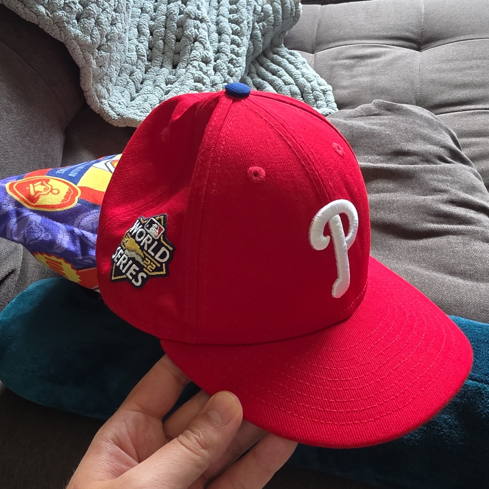 New Era Philadelphia Phillies 59FIFTY Red Fitted Cap 7 3/8 World Series Patch New Era Philadelphia Phillies 59FIFTY Red Fitted Cap 7 3/8 World Series Patch