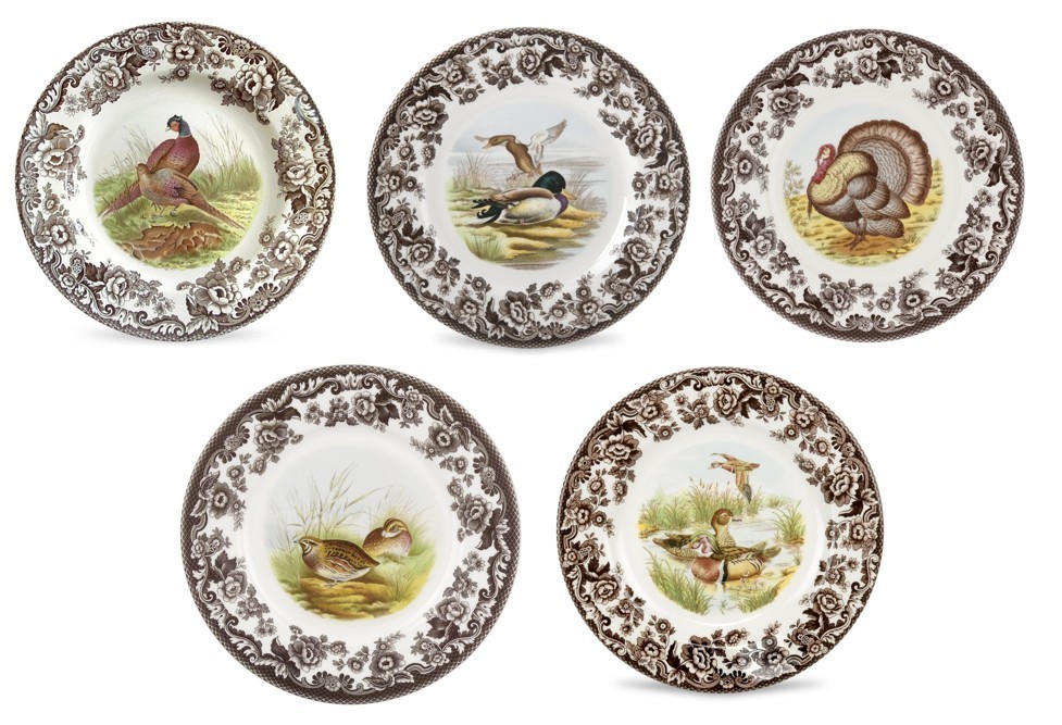 Spode Woodland Set Of 5 Luncheon   Plates- 5 unique designs ---3748---