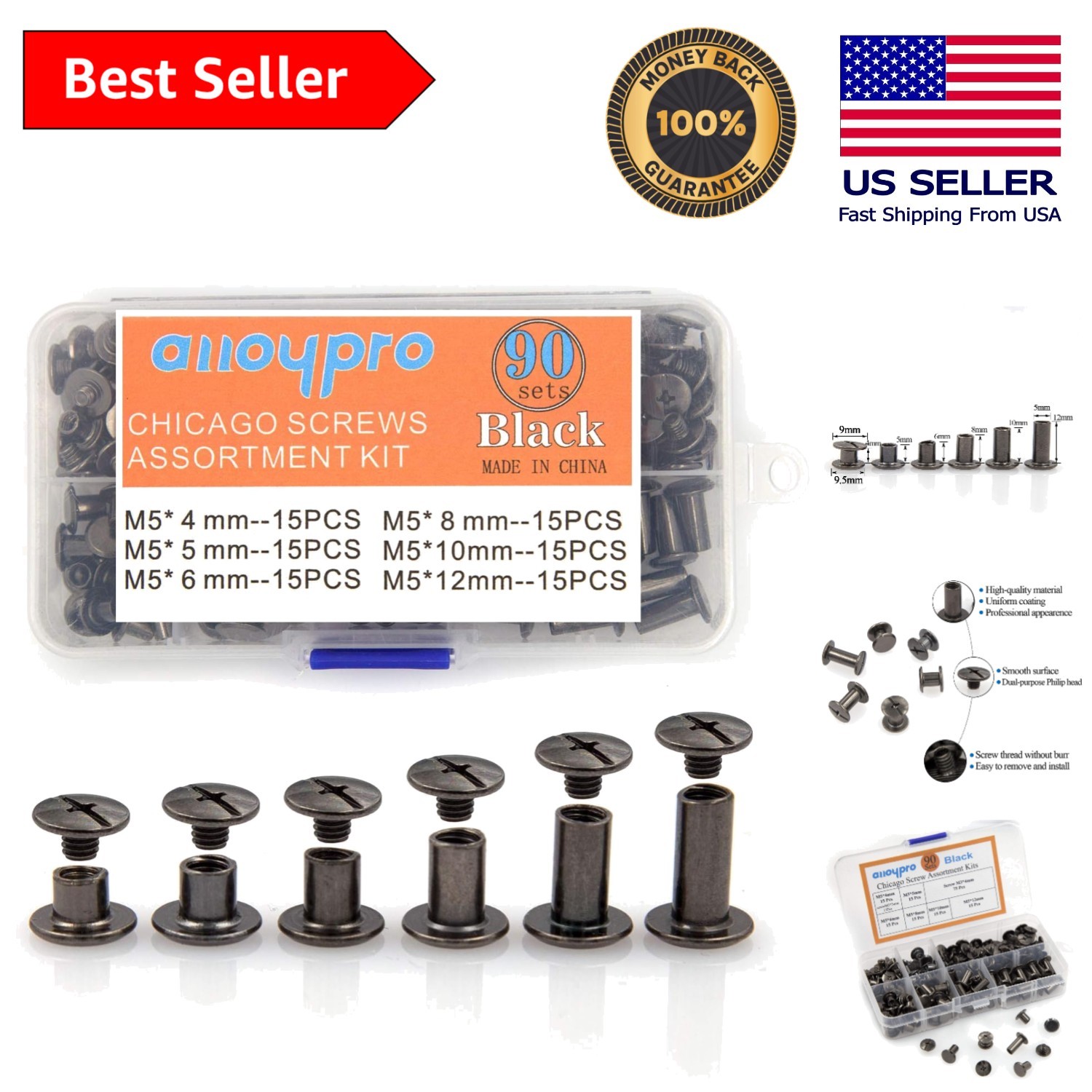 Assorted Chicago Rivets Set - Perfect for Leather Craft and Bookbinding Projects