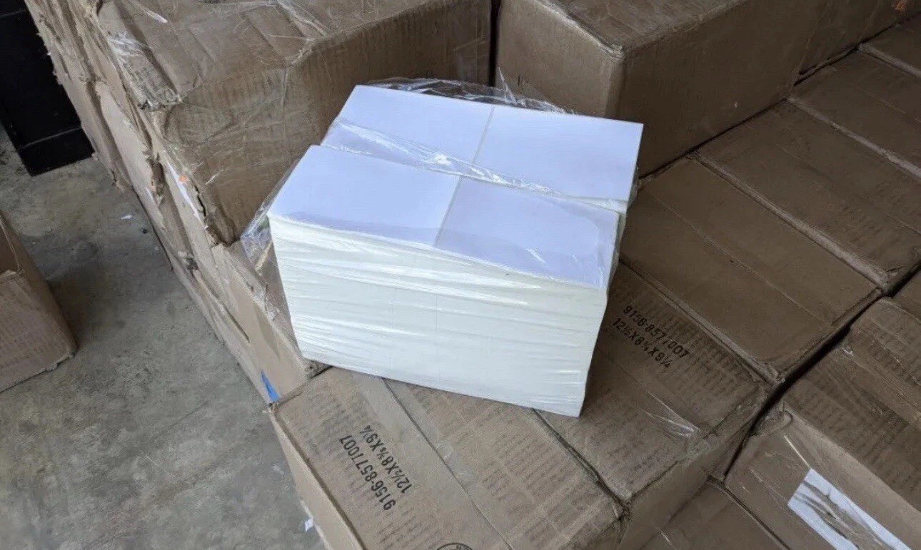 6000 Blank 4 x 6 Direct Thermal Fanfold Peel & Stick UPS Shipping Labels - Bulk