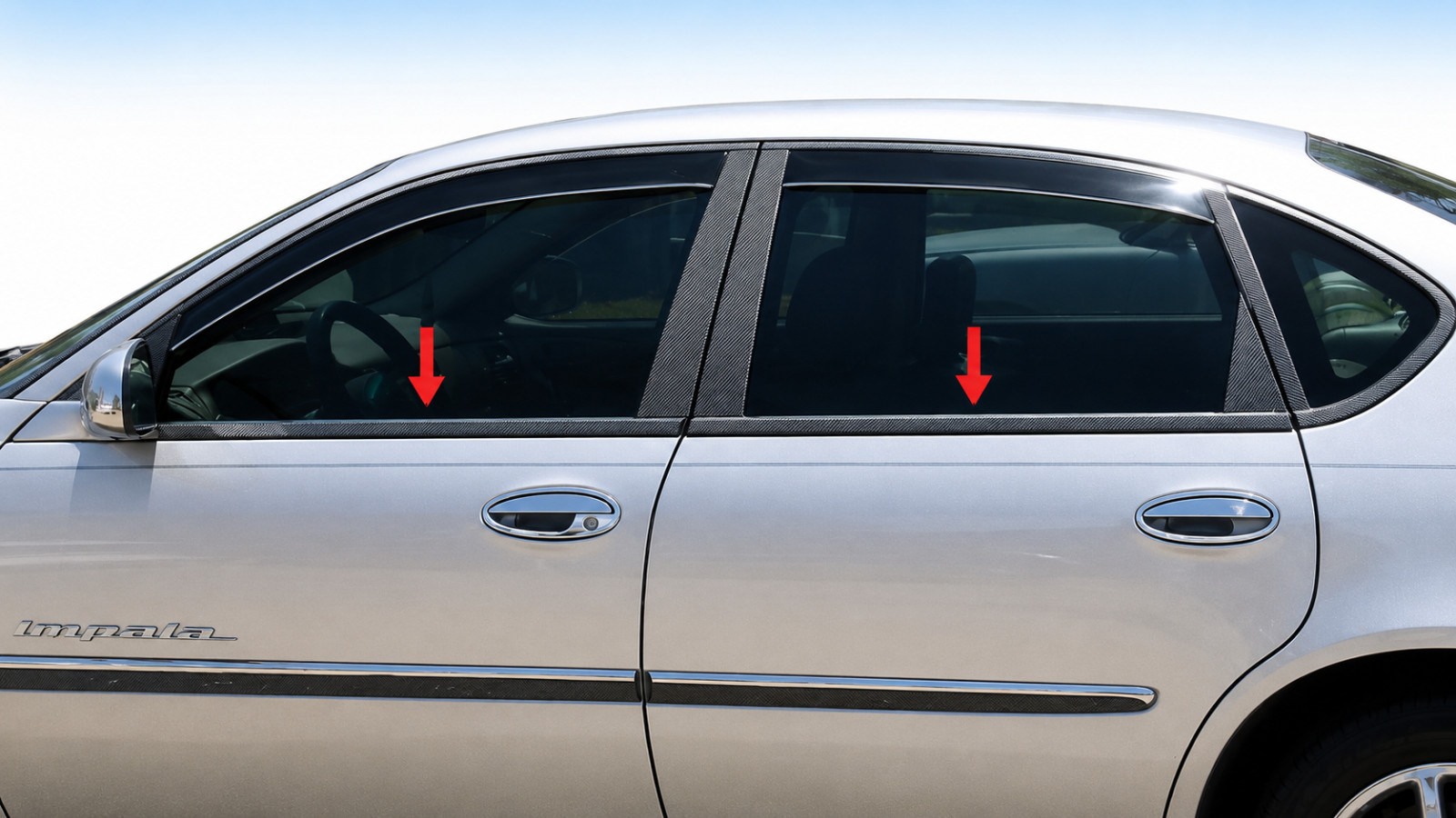 Matte Black Carbon Fiber Window Sill Trim for 2000-2005 Chevrolet Impala Matte Black Carbon Fiber Window Sill Trim for 2000-2005 Chevrolet Impala