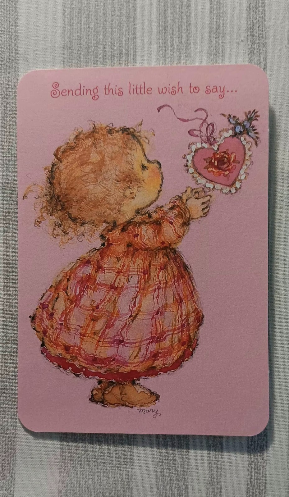 vintage NOS greeting card Valentine Mary Hamilton little girl pink Heart Bird vintage NOS greeting card Valentine Mary Hamilton little girl pink Heart Bird