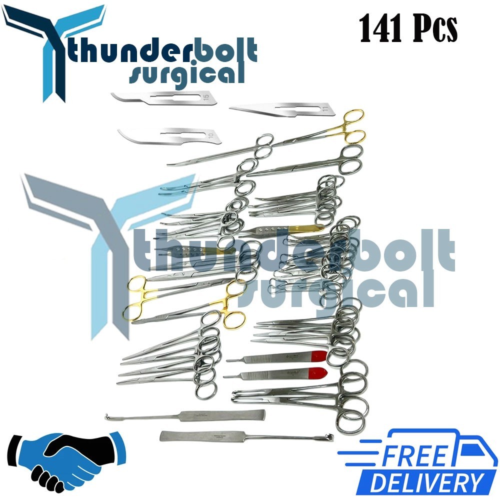 141 PCS CANINE+FELINE SPAY PACK VETERINARY SURGICAL INSTRUMENTS