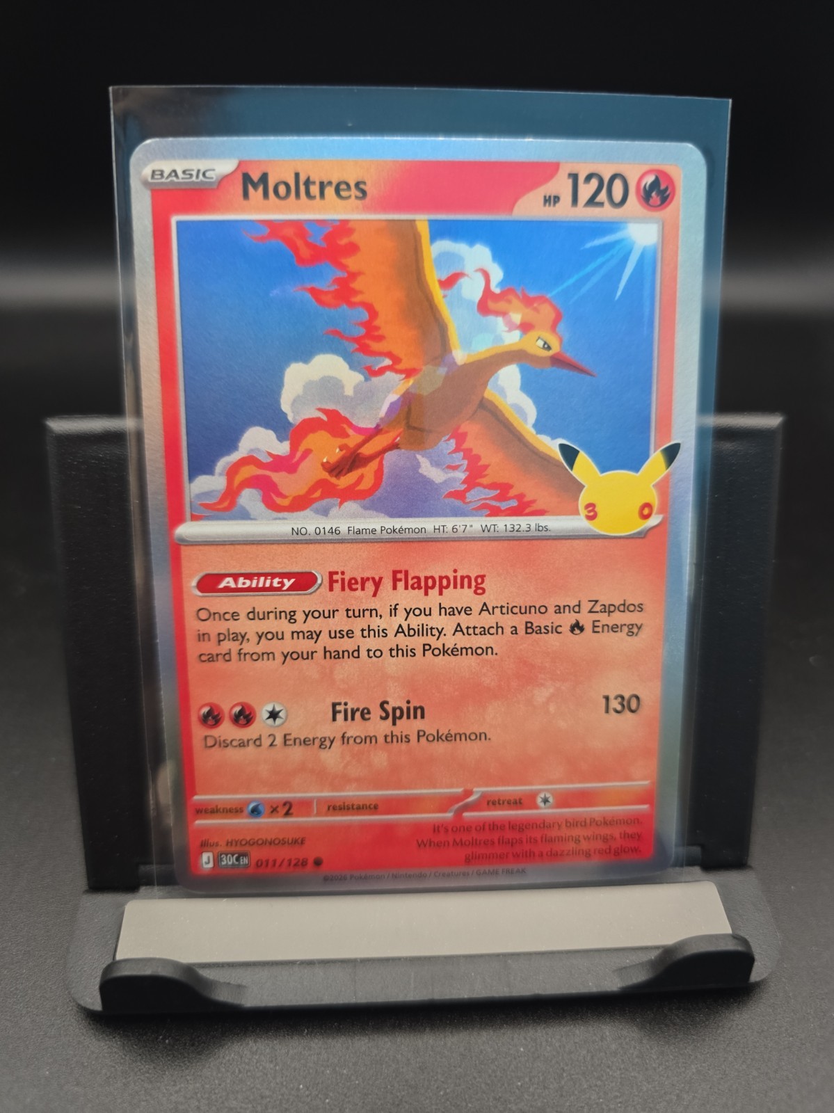 Moltres 011/128 Me: 30th Celebration Holo