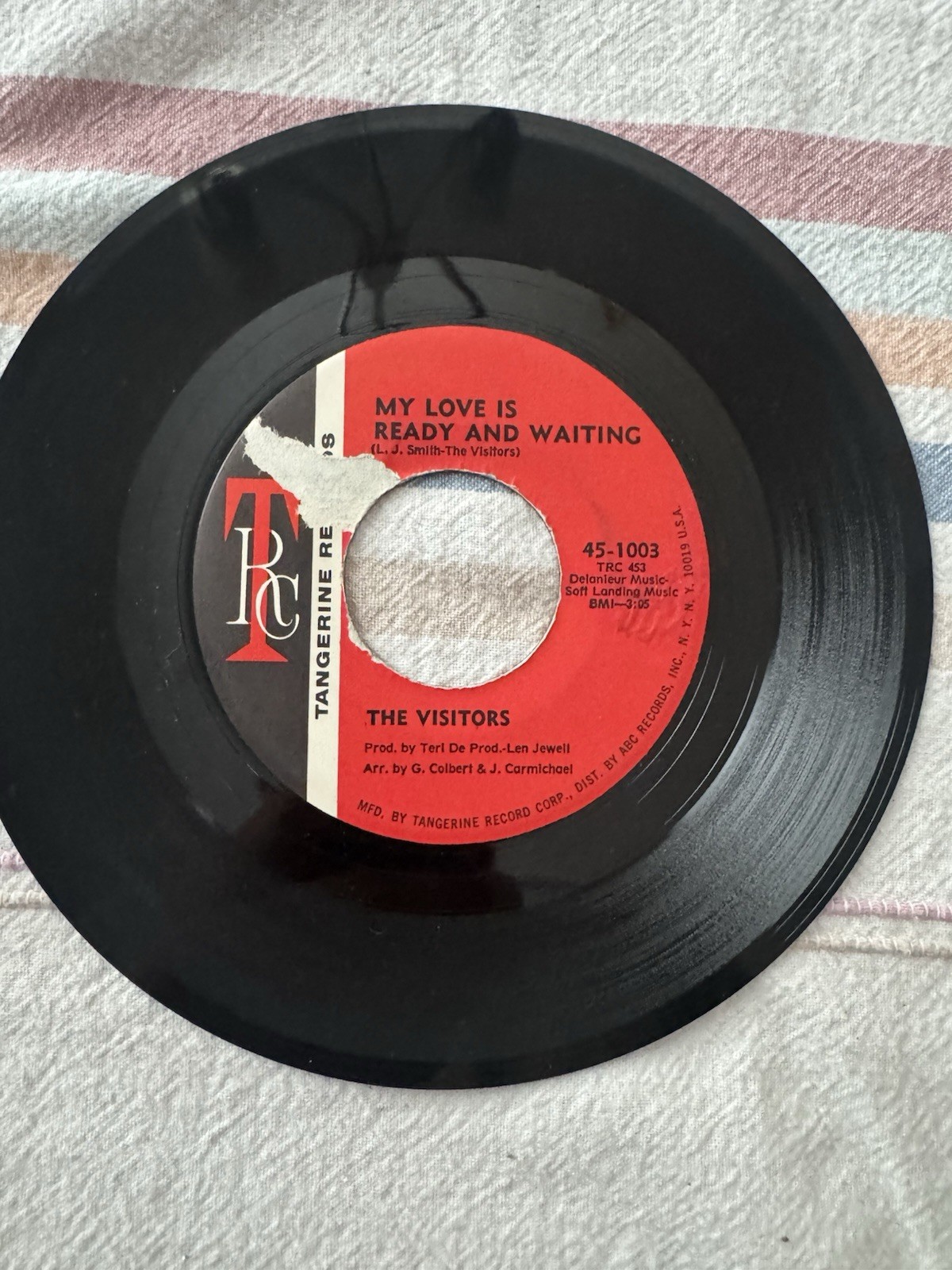 Sweet Soul The Visitors “My Love Is Ready And Waiting” VG+ 45 Rpm