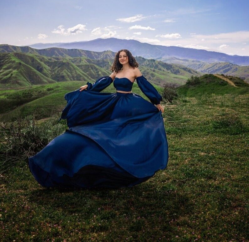 Flying Dress for Photoshoot | Two Piece Set Skirt | Long Train Gown Engagement
