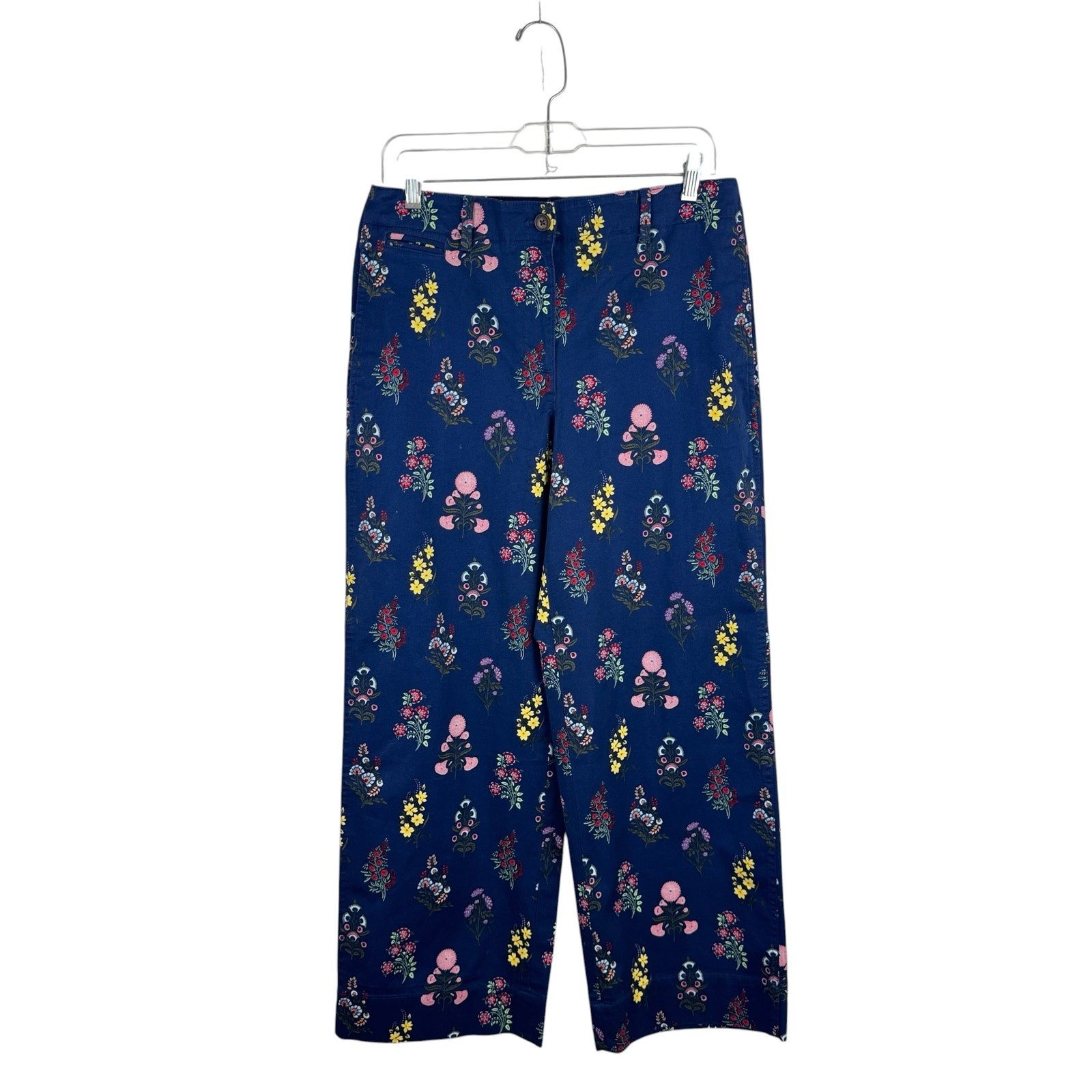 NWT Talbots Floral Print Wide Ankle Twill Pant 6 Cotton Stretch