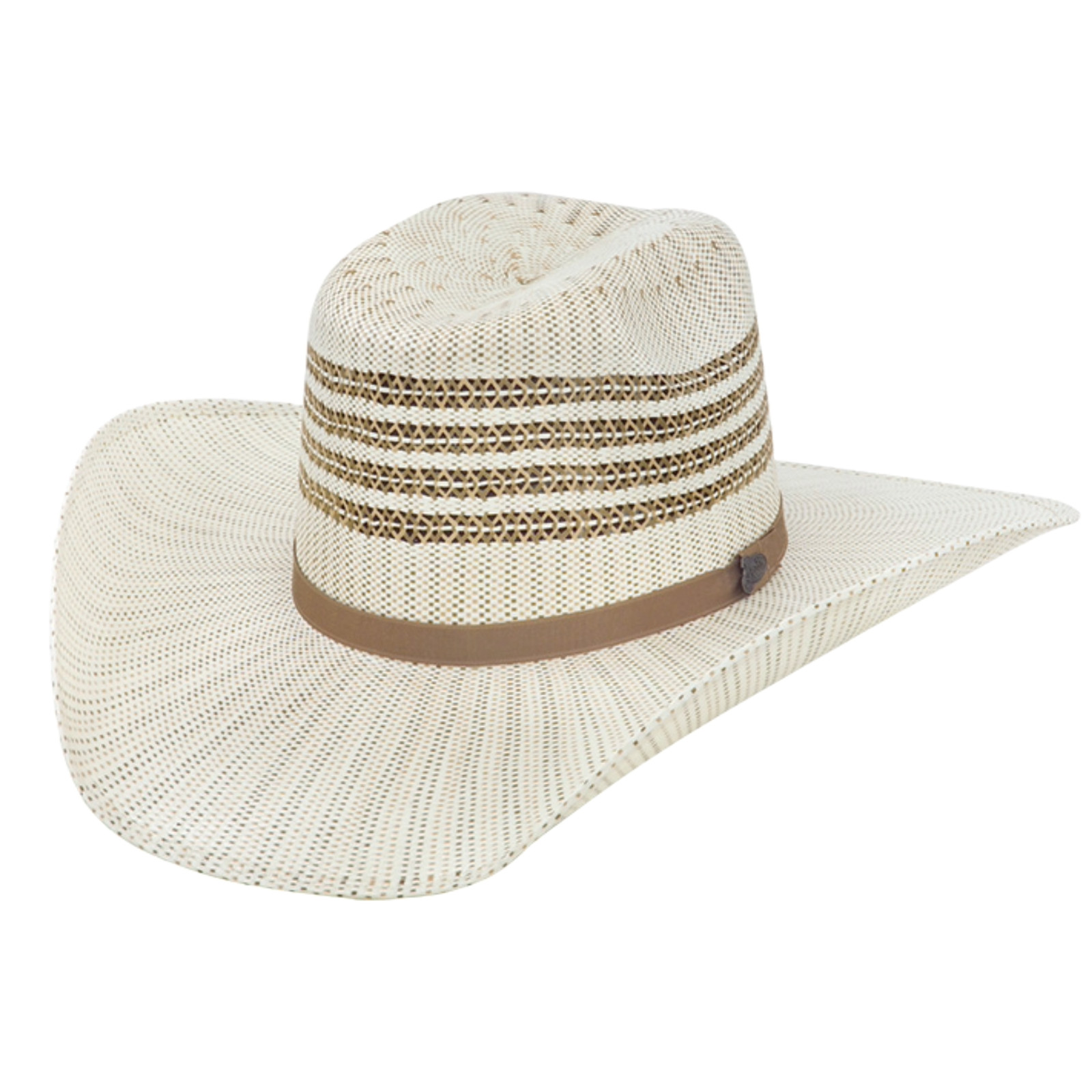 Justin Bent Rail Barrel Bangora Ivory Brown Straw Hat JS3456BARL44