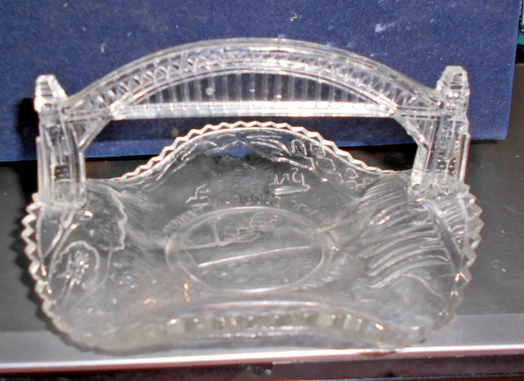 VINTAGE CROWN CRYSTAL 1932 SYDNEY HARBOUR BRIDGE OPENING GLASS DISH AUSTRALIAN