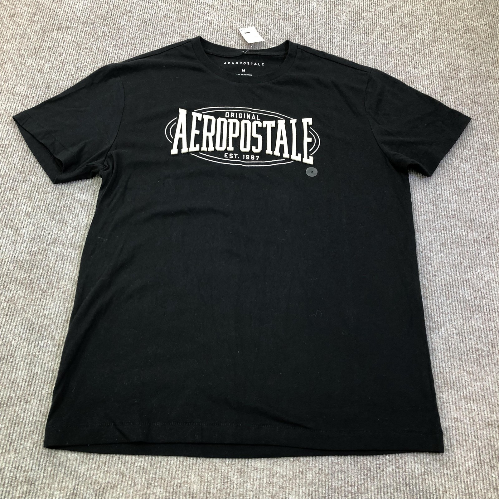 Aeropostale Shirt Mens Medium Black AEROPOSTALE 1987 Logo Graphic Tee Tagless