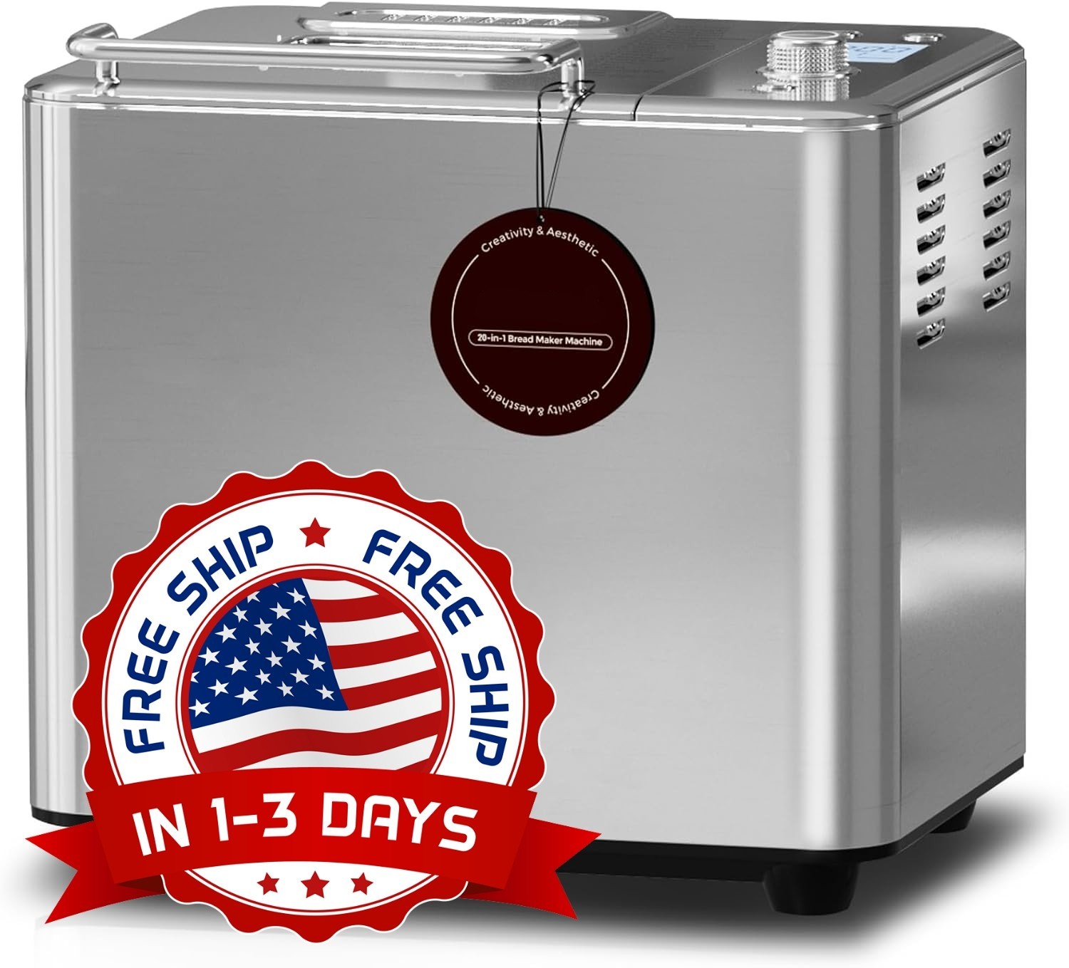 Panificadora De Metal Y Con Doble Resistencia, Plateada 20 En 1 2 Libras NEW US.