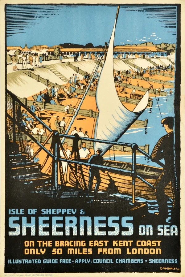 Sheerness On Sea Isle Of Sheppey Kent England Vintage Travel Poster Print Sheerness On Sea Isle Of Sheppey Kent England Vintage Travel Poster Print