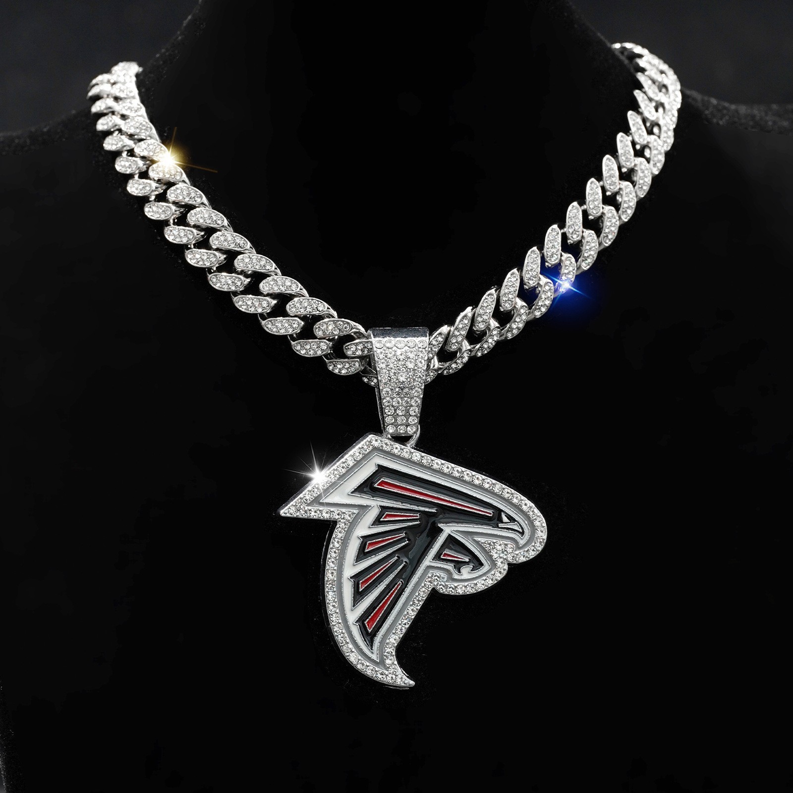 Atlanta Falcons NFL Gold Silver NECKLACE Pendant Bling Hip Hop 20in Chain Men Atlanta Falcons NFL Gold Silver NECKLACE Pendant Bling Hip Hop 20in Chain Men