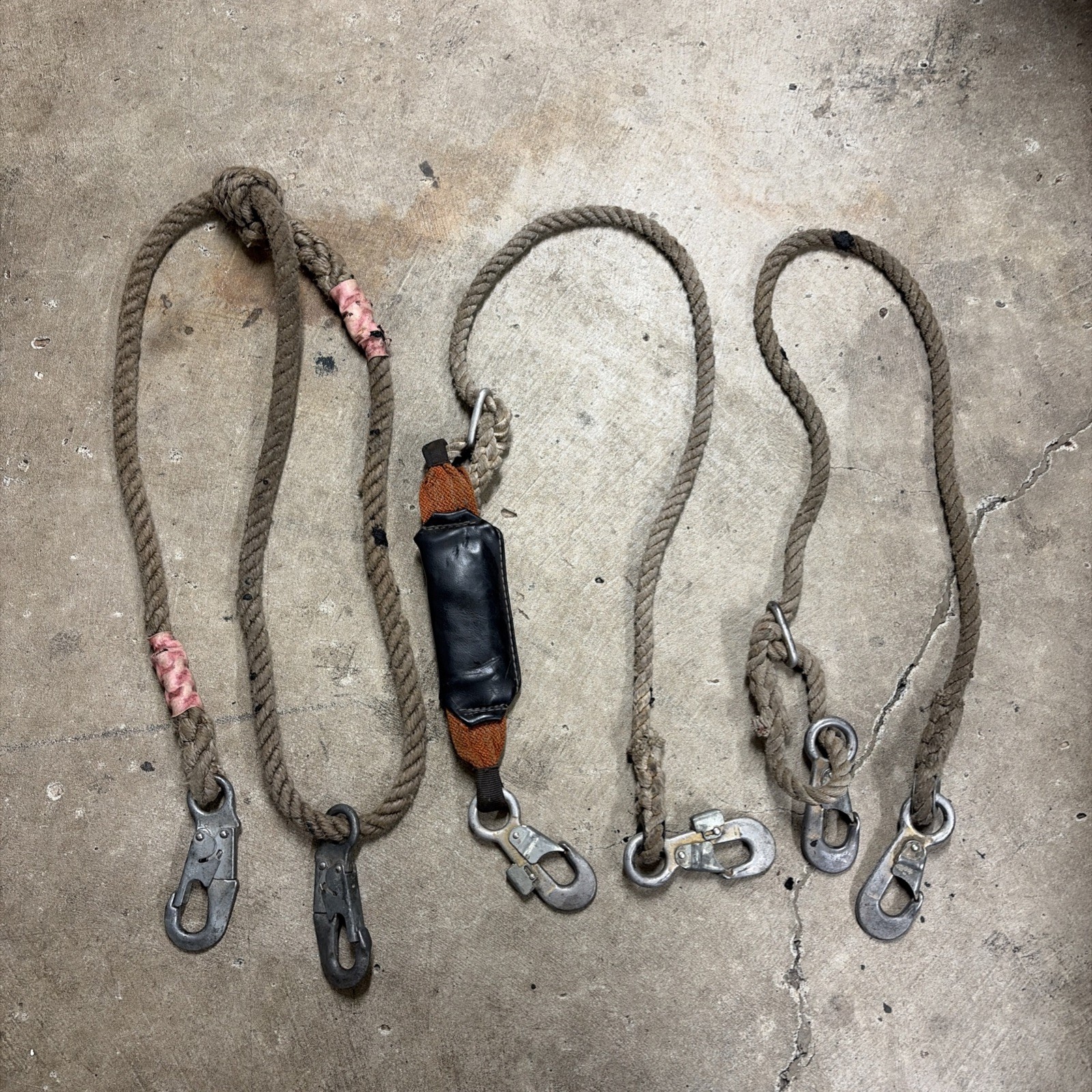 Bundle Of 3 Vintage Pole Climbing Rooe With Locking/Trigger Snap Hooks Arborist Bundle Of 3 Vintage Pole Climbing Rooe With Locking/Trigger Snap Hooks Arborist