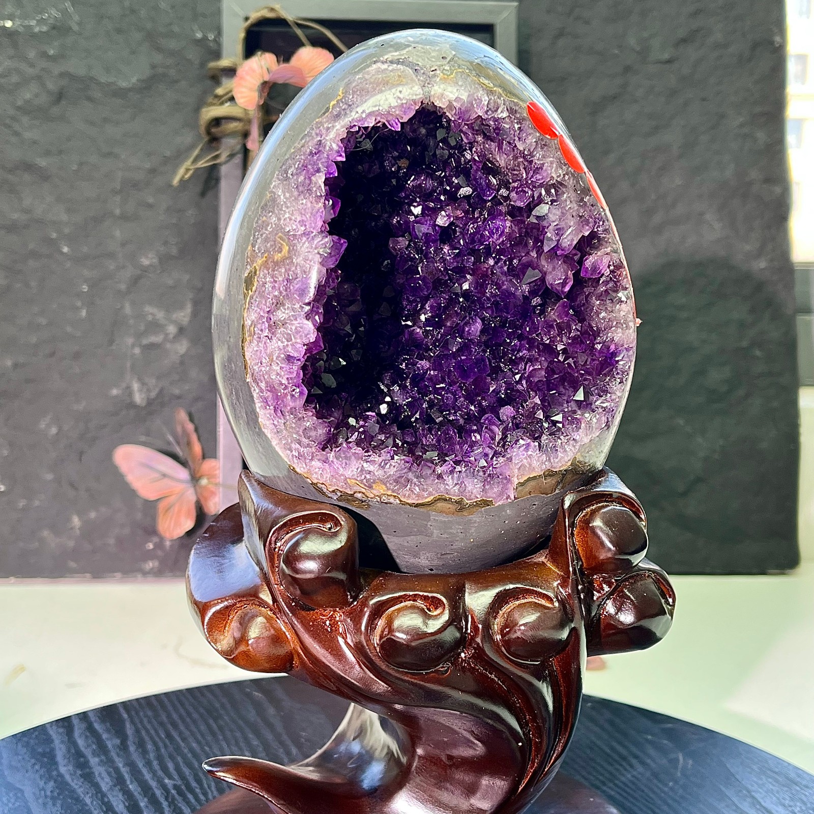 7.84LB  High quality Natural Amethyst geode quartz crystal Dinosaur egg healing
